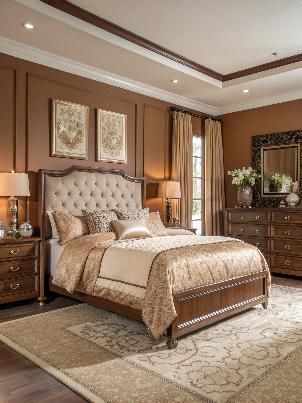 elegantes schlafzimmer braun