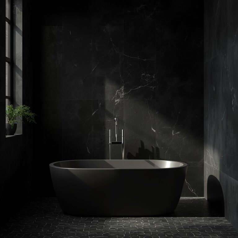 baño oscuro minimalista