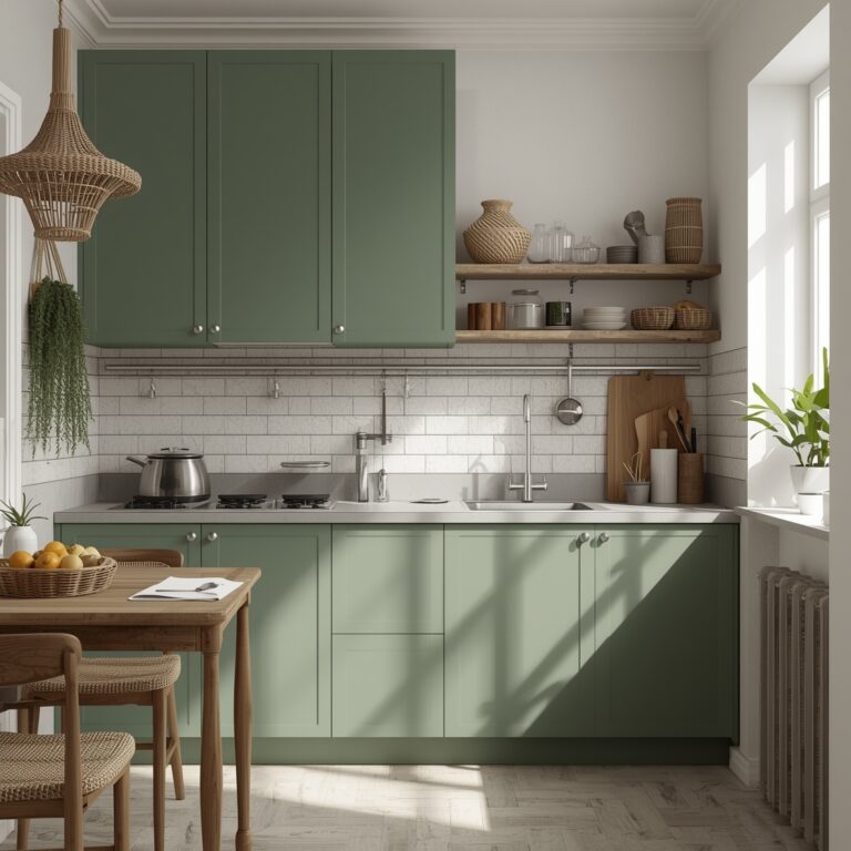 cocina pequeña color verde