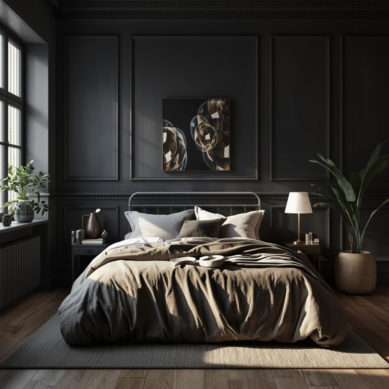 habitación con pared negra