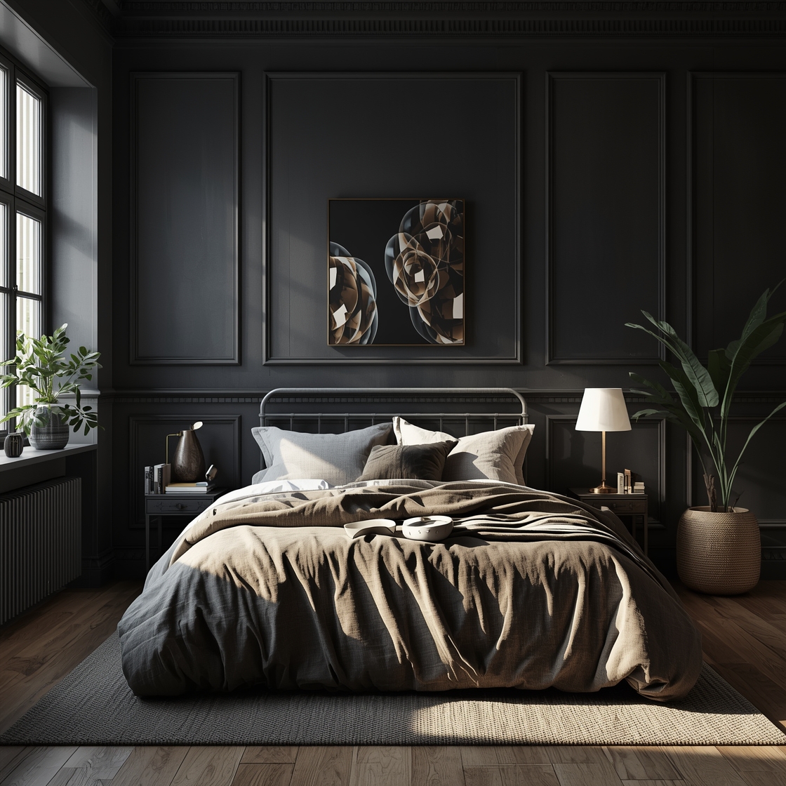 habitación con pared negra