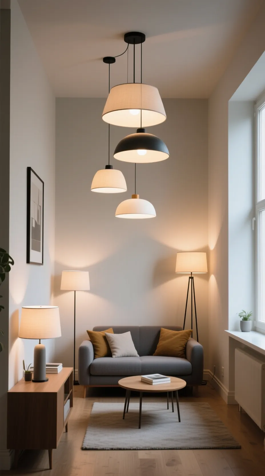 lámparas modernas sala pequeña