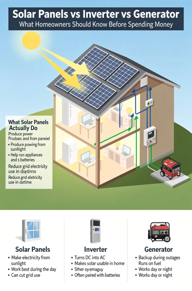 Solar Panels vs Inverter vs Generator: What Homeowners Should Know Before Spending Money